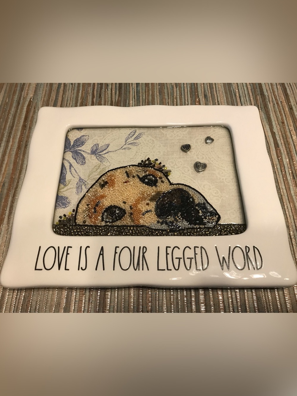Artisan Hand Beaded Puppy Dog Art
